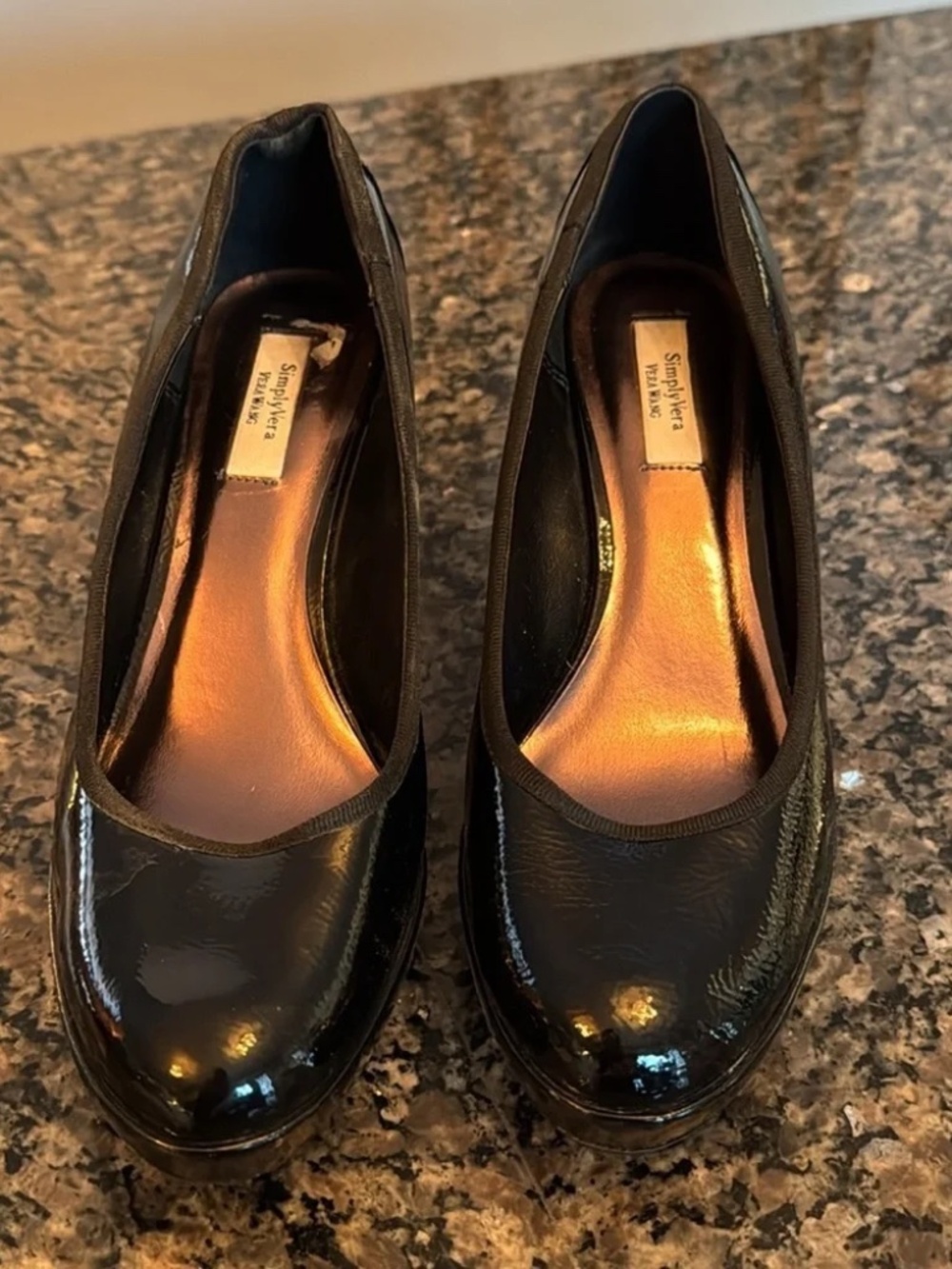 Simply Vera Vera Wang Black Patent Wedge Pumps Size 9 Runs Small Fits Like 8-8.5